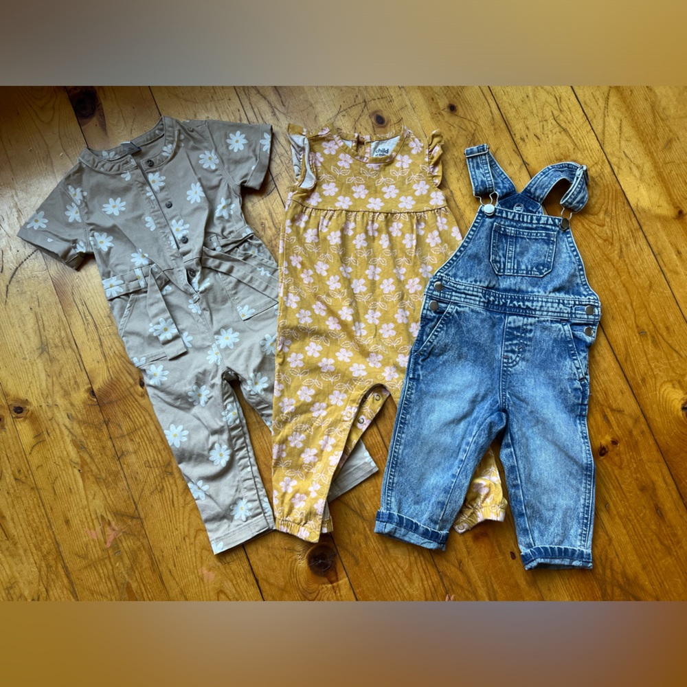 Baby Girls 18 month Jumpsuits and Bibs Set
